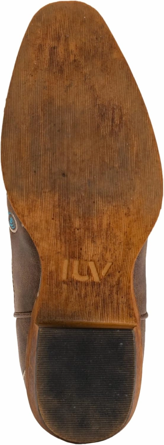 IUV Cowboy Boots For Women Mid Calf Cowgirl Boots Embroidered Pull-On Tabs Snip Toe Boot