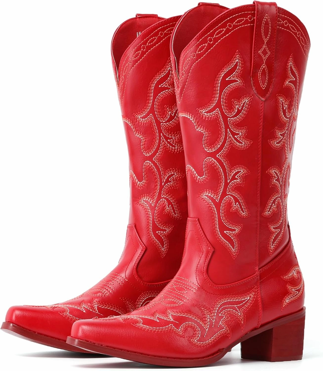 IUV Cowboy Boots For Women Western Boots Cowgirl Classic Fashion Embroidered Pointy Toe Boots