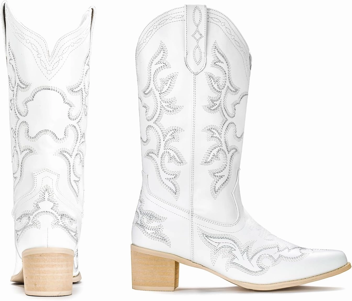 IUV Cowboy Boots For Women Western Boots Cowgirl Classic Fashion Embroidered Pointy Toe Boots