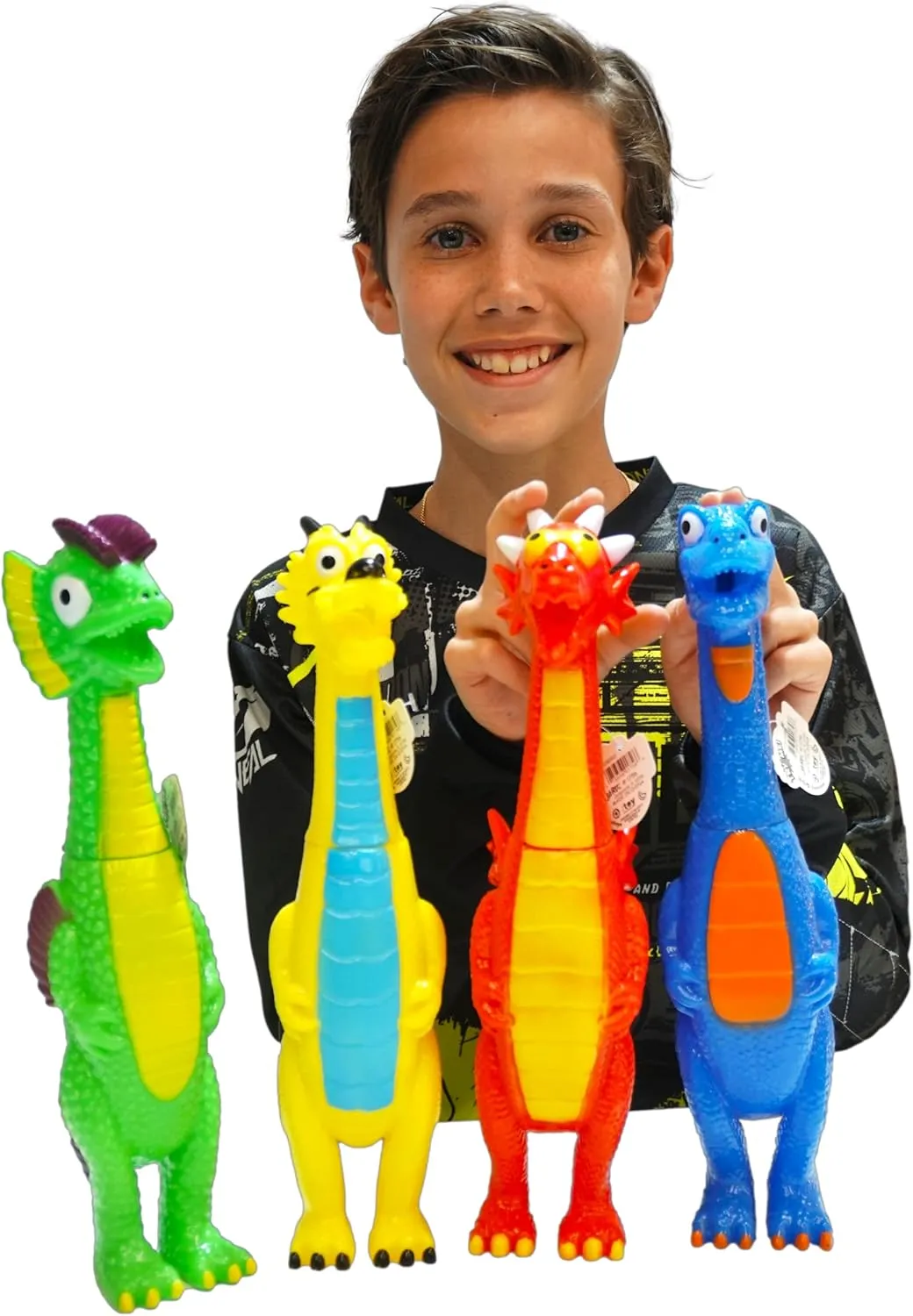 JA-RU Squeeze Me Rubber Dragons & Dinosaurs Toy (4 Units Assorted) Screaming Squawking Loud Sound Noise Large Squeeze Prank Novelty for Kids and Adults. Party Favor Prank Dragons & Dinosaurs 1756-4s
