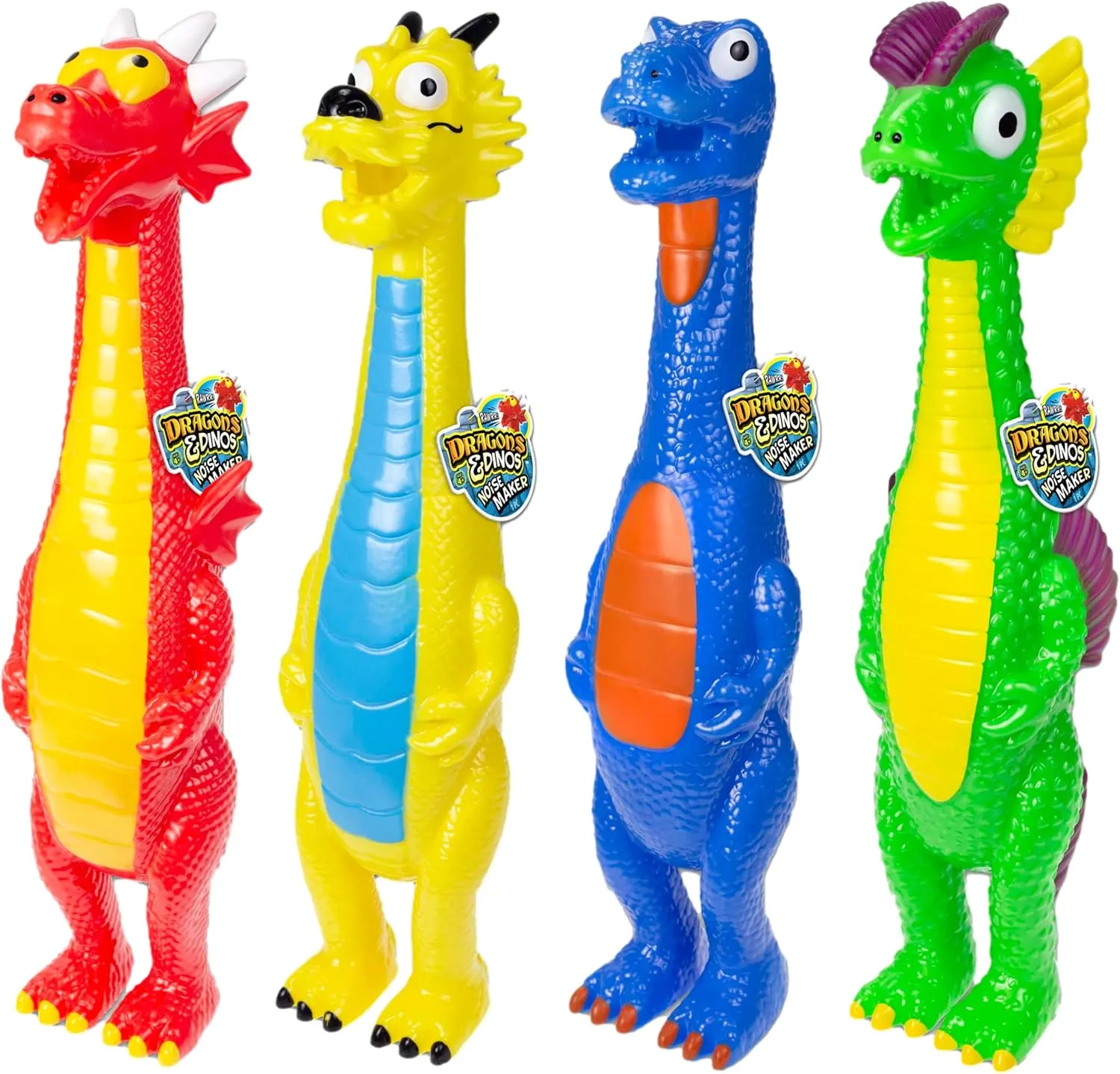 JA-RU Squeeze Me Rubber Dragons & Dinosaurs Toy (4 Units Assorted) Screaming Squawking Loud Sound Noise Large Squeeze Prank Novelty for Kids and Adults. Party Favor Prank Dragons & Dinosaurs 1756-4s
