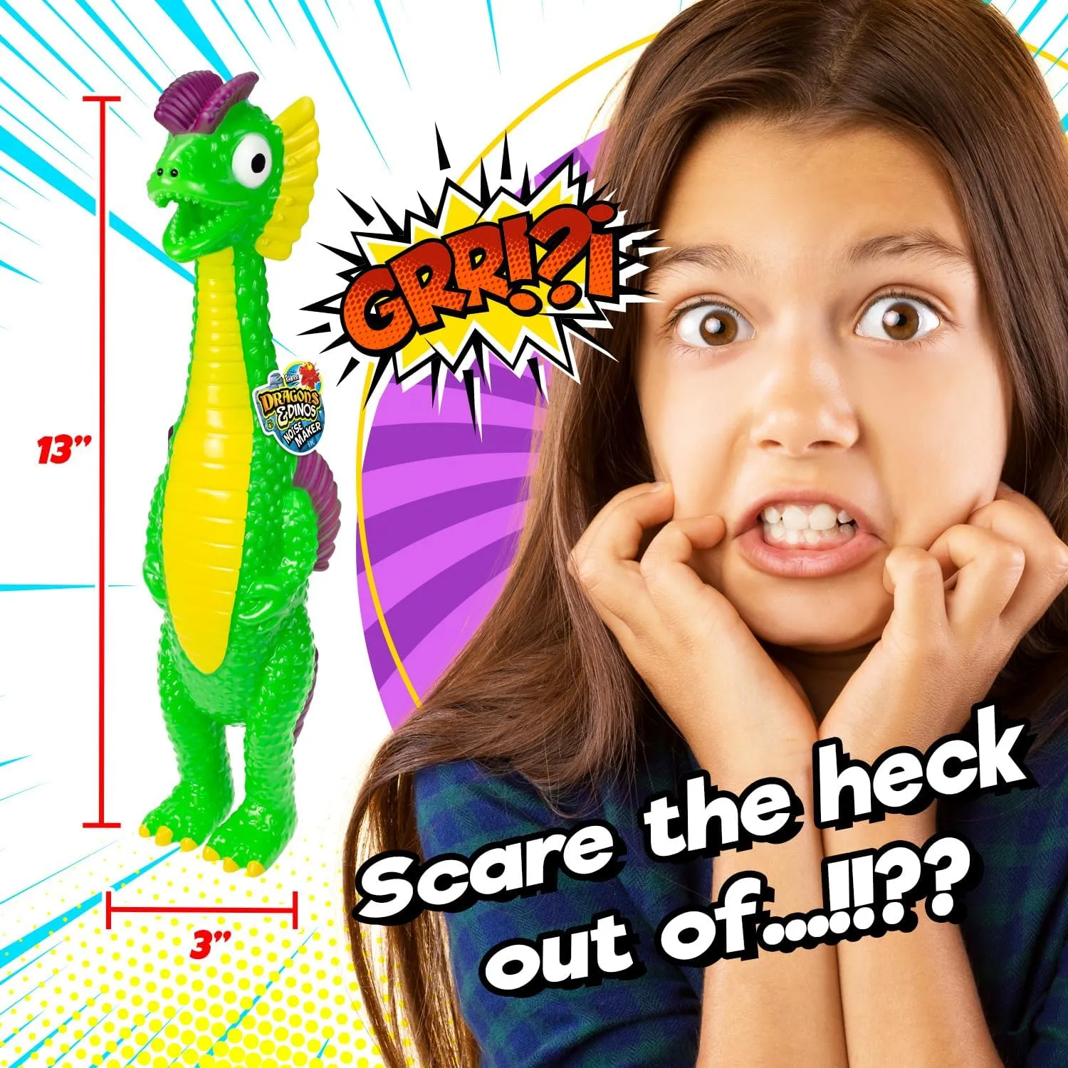 JA-RU Squeeze Me Rubber Dragons & Dinosaurs Toy (4 Units Assorted) Screaming Squawking Loud Sound Noise Large Squeeze Prank Novelty for Kids and Adults. Party Favor Prank Dragons & Dinosaurs 1756-4s