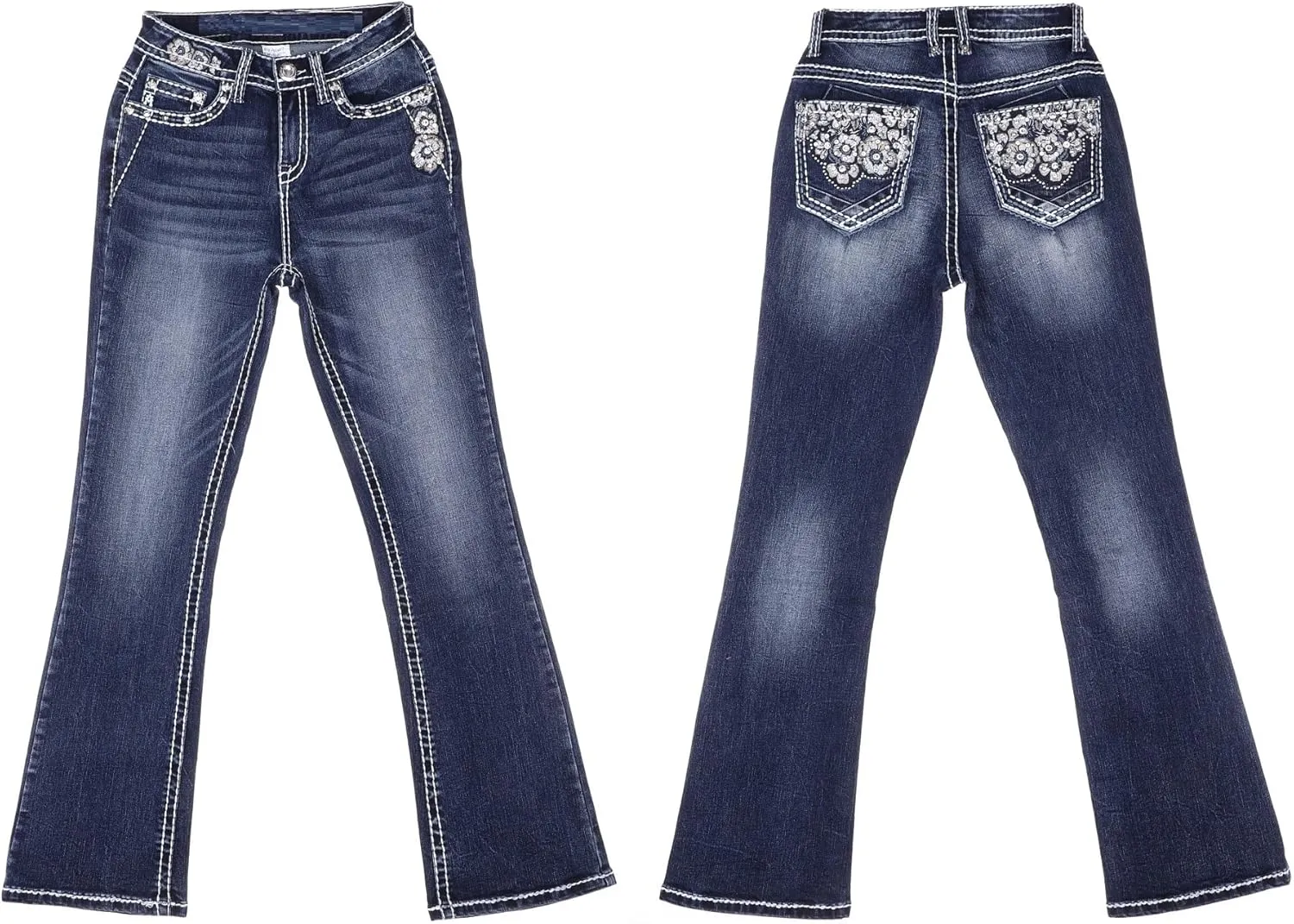 Jack David/Sweet Look Jean Classic Rhinestone Studded Denim Bootcut/Skinny Jeans Stretch