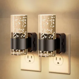 JandCase Night Light, Night Lights Plug into Wall,2 Pack 3000K LED Nightlight with 0-100LM Adjustable Brightness, Automatic Night Light Plug in with Light Sensor for Bathroom Hallway Room Decor