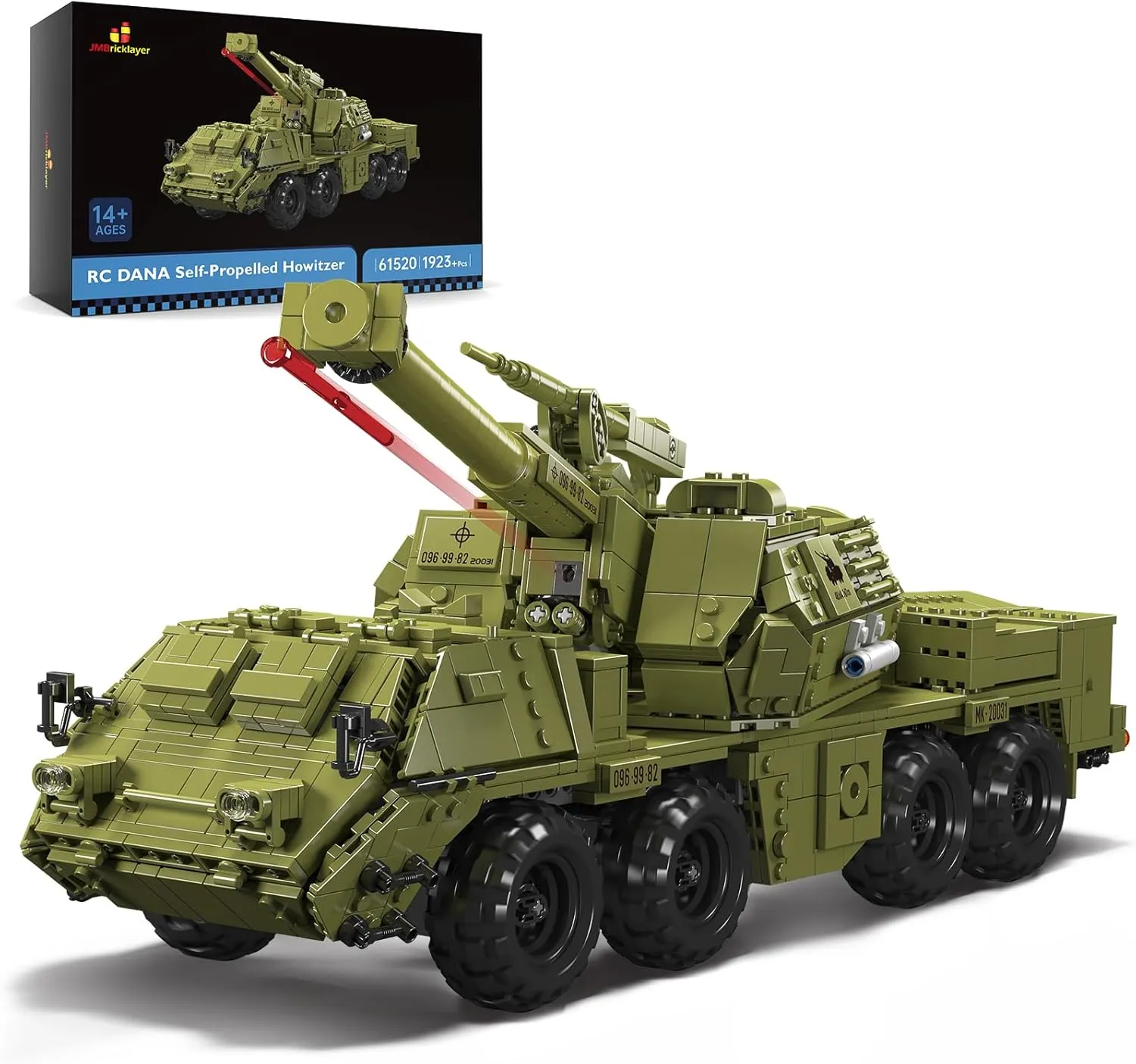 JMBricklayer Military RC Tank Building Set 61520, WW2 Army Truck Dana Self-Propelled Howitzer Military Vehicle Kit, Display or Collectible Model Car Kits to Build for Adults, Toys Gifts for Boys Men