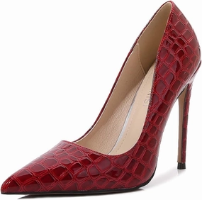 JOEupin Women Sexy Crocodile Pattern High Heels Pointed Toe Stilettos Pumps Party Club Shoes