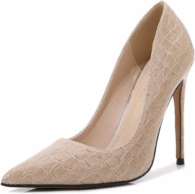 JOEupin Women Sexy Crocodile Pattern High Heels Pointed Toe Stilettos Pumps Party Club Shoes