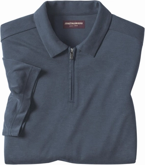 Johnston & Murphy Men's Vintage Birdseye Zip Polo