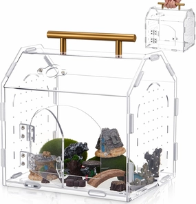 Jumping Spider Enclosure 8.9" x 7.1" x 8.3" Acrylic Tarantula Enclosure Insect Terrarium with Handle and Magnetic Door Transparent Terrarium for Reptiles, Amphibians and Spiders
