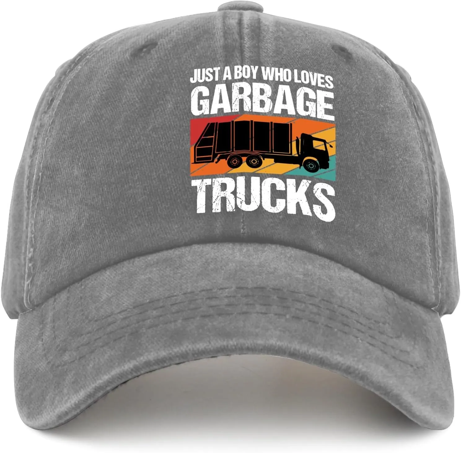 Just A Boy Who Loves Garbage Trucks Sun Hat Running Cap Pigment Black Mens Hat Gifts for Son Cycling Cap