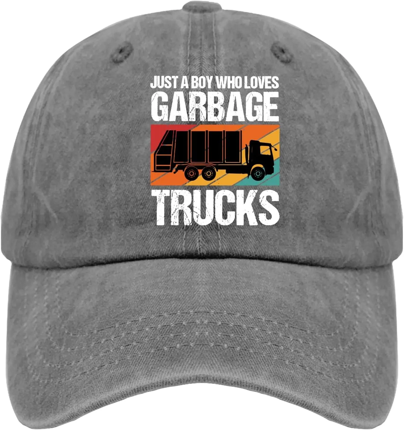 Just A Boy Who Loves Garbage Trucks Sun Hat Running Cap Pigment Black Mens Hat Gifts for Son Cycling Cap