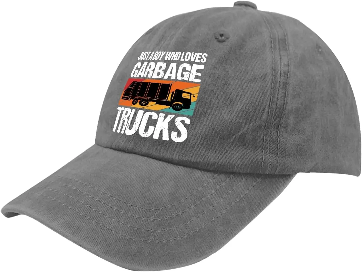 Just A Boy Who Loves Garbage Trucks Sun Hat Running Cap Pigment Black Mens Hat Gifts for Son Cycling Cap