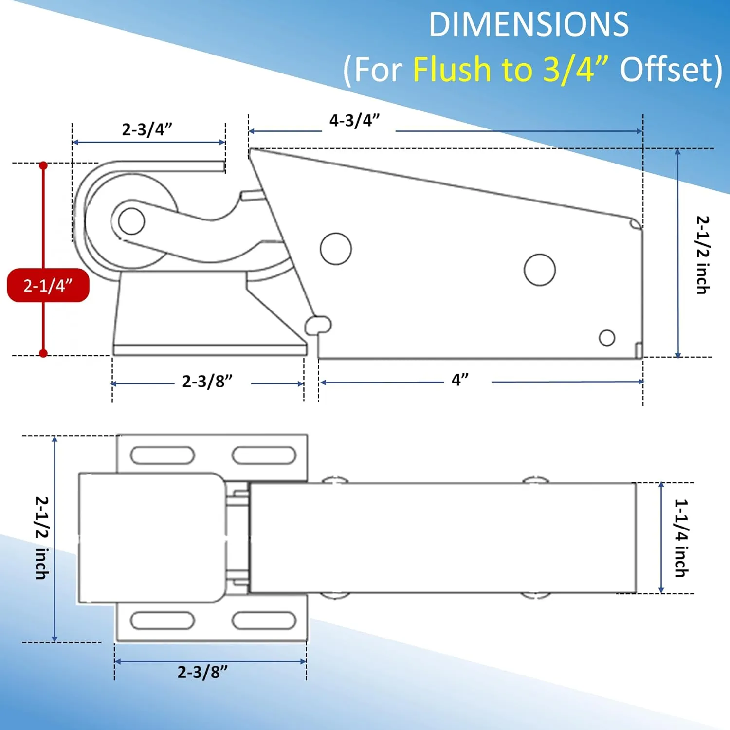 Kason 1095 Spring Action Door Closer for Heavy Walk-in Coolers/Freezers with Adjustable Wide Hook, Flush to 3/4" Offset