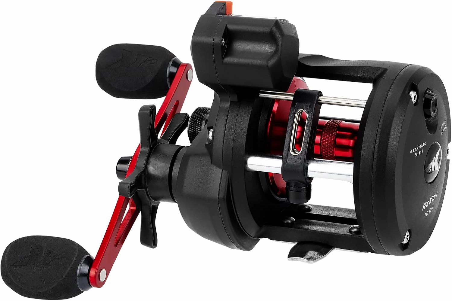 KastKing ReKon Round Baitcasting Fishing Reel, Saltwater Inshore Surf Trolling Reel, Up to 30LBS Powerful Max Drag, Conventional Reel for Catfish, Musky, Bass, Durable Graphite Frame for Saltwater