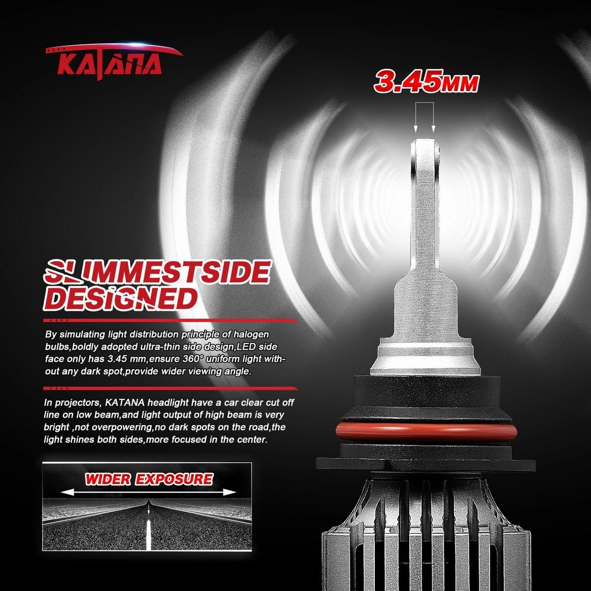 Katana H4 9003 Light Bulbs, Adjustable Beam Design - 12000LM 72W 6500K Extremely Bright Fog Light, Pack of 2