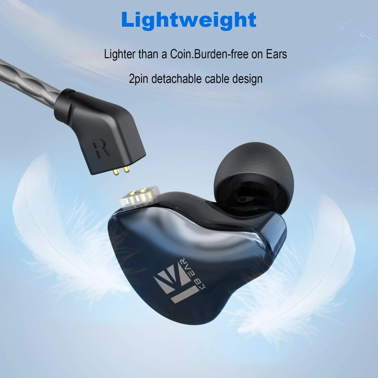 KBear KS1 in Ear Buds Earphones, Dual Magnetic Circuit Dynamic in Ear Earphone, HiFi Stereo in-Ear Monitors, IEM Wired Earphones/Earbuds/Headphones with Detachable Cable (Black, with Mic)