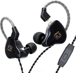KBear KS1 in Ear Buds Earphones, Dual Magnetic Circuit Dynamic in Ear Earphone, HiFi Stereo in-Ear Monitors, IEM Wired Earphones/Earbuds/Headphones with Detachable Cable (Black, with Mic)