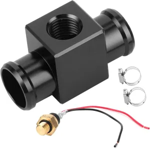 Keenso Water Temperature Sensor Adapter, 22mm/0.86 Inches Water Temperature Joint Pipe for Motorcycle ATV Off-Road(Black)