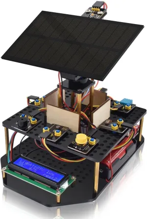 KEYESTUDIO DIY Solar Tracking Electronic Kit for Arduino, Smart Phone Charging, Temperature & Humidity Sensor, BH1750 Light Sensor, Educational Programming Kit for Teens & Adults 15 
