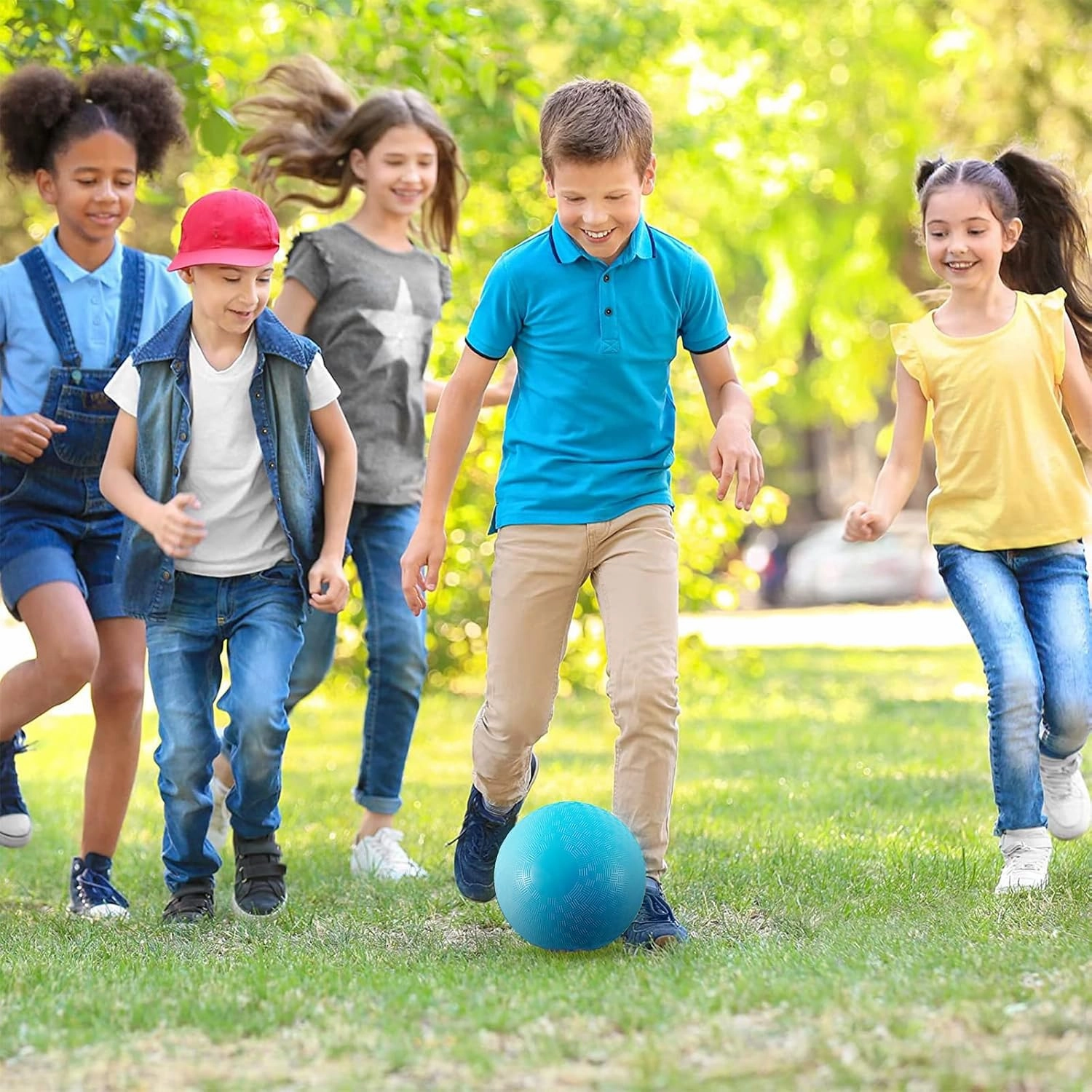 Kickball Set with Bases and Ball - 8.5" Kickball, Rubber Throw Down Bases, Sports Traning Cones, 12" Pump and 14" Scoreboard - Perfect for Kids and Adults - Playground and Backyard Game