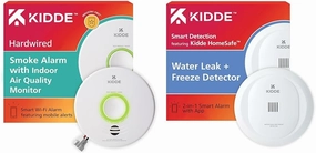 Kidde Smart Smoke Detector & Indoor Air Quality Monitor, WiFi, Alexa Compatible Device, Hardwired & WiFi Water Leak Detector & Freeze Alarm, Alexa Device, Smart Leak Detector