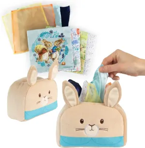 Kids Preferred Peter Rabbit Tissue Box Montessori Sensory Toy 8 Double Sided Tissues For Infants, Babies, and Kids Based on the Beatrix Potter Books