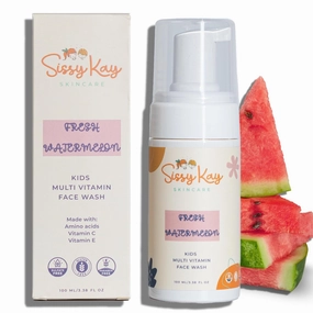 Kids Face Wash - Foaming Face Wash For Kids - Gentle Skin Care - Natural Face Cleanser With Vitamin C & Vitamin E - For Girls and Boys - Tear Free - Sensitive Skin - Watermelon - 100 ml
