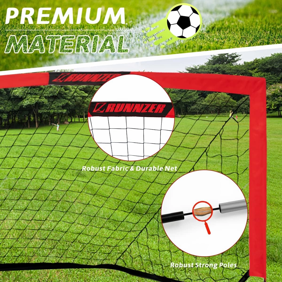Kids Soccer Goal, Pop Up Soccer Goal Net for Backyard, Set of 2 with Portable Carrying Case