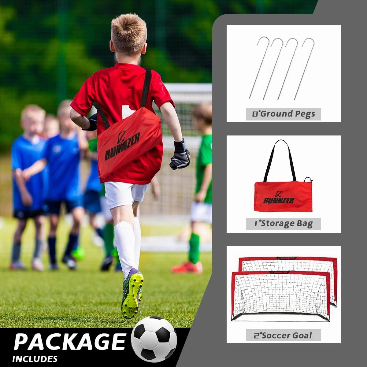 Kids Soccer Goal, Pop Up Soccer Goal Net for Backyard, Set of 2 with Portable Carrying Case