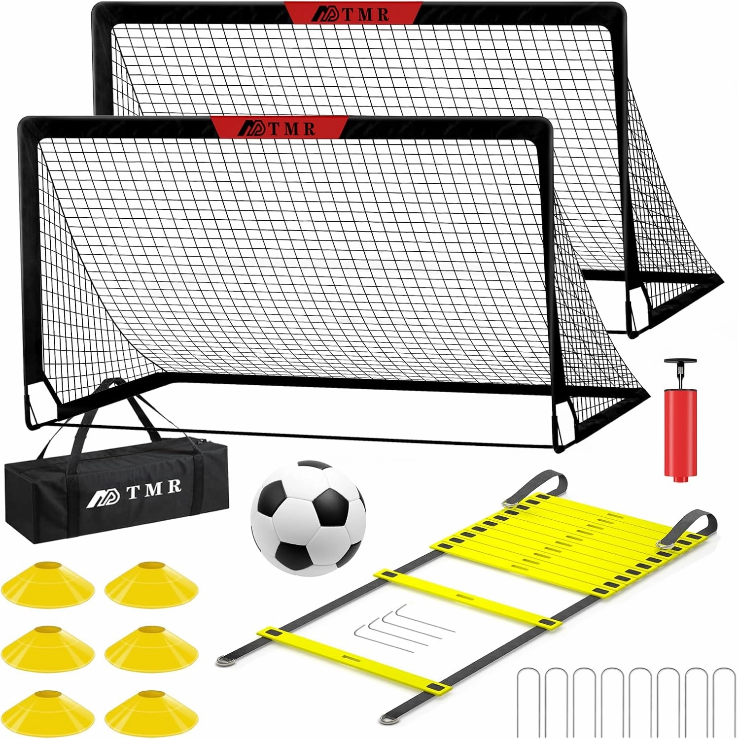 Kids Soccer Goals for Backyard Set of 2, 6x4 ft Soccer Nets for Backyard, Portable Pop Up Soccer Goal Training Equipment with Soccer Ball, Cones, Bag Sports for Kids Youth Toddler Games