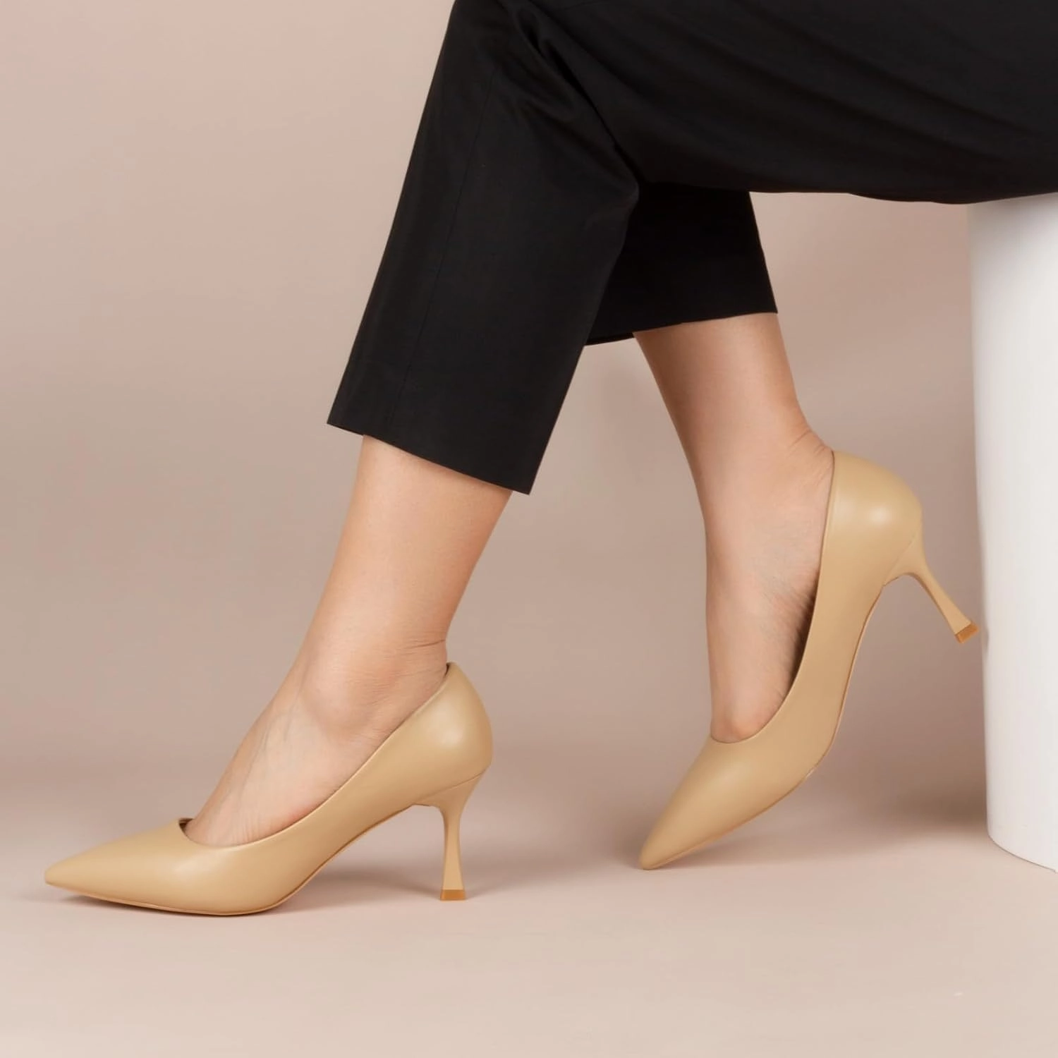 Kitten Heels Pumps Women Pointed Closed Toe Pumps Shoes for Work Wedding Party Slip-On Pumps Shoes for Lady Size 6-10