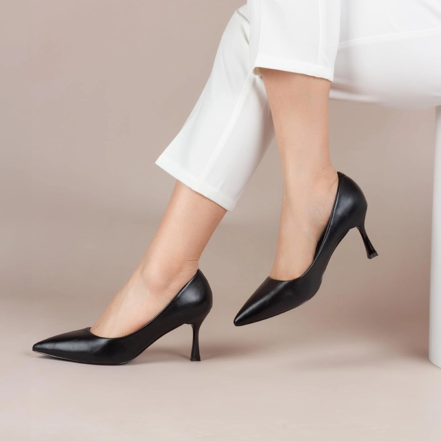 Kitten Heels Pumps Women Pointed Closed Toe Pumps Shoes for Work Wedding Party Slip-On Pumps Shoes for Lady Size 6-10