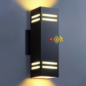 KIZON Outdoor Lights with Motion Sensor, Dusk to Dawn Outdoor Light Fixture Wall Mount, 3 Lighting Modes Aluminum Up and Down Lights for House Porch Garage Front Door