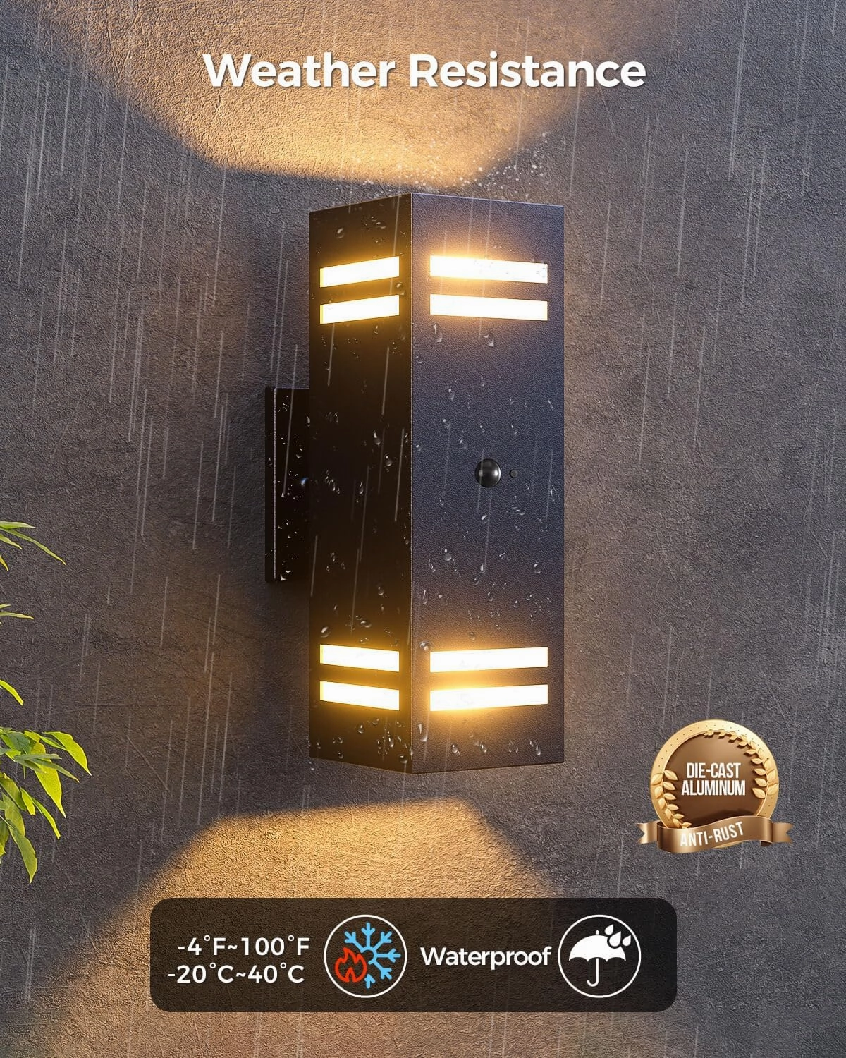 KIZON Outdoor Lights with Motion Sensor, Dusk to Dawn Outdoor Light Fixture Wall Mount, 3 Lighting Modes Aluminum Up and Down Lights for House Porch Garage Front Door