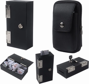 Klmnop Large Acrylic Gambling Box, Portable Cash Box with Keys and Waist Bag, Casino Wallet Box Cash Lock Pocket Stops Addictive Urges to Gamble(Black)