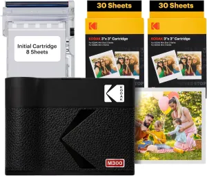 KODAK Mini 3 ERA 4PASS Portable Photo Printer (Black, Printer   Initial 8 Sheets   60 Sheets)