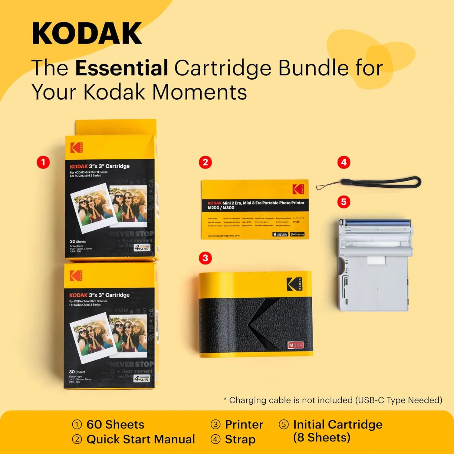 KODAK Mini 3 ERA 4PASS Portable Photo Printer (Black, Printer   Initial 8 Sheets   60 Sheets)