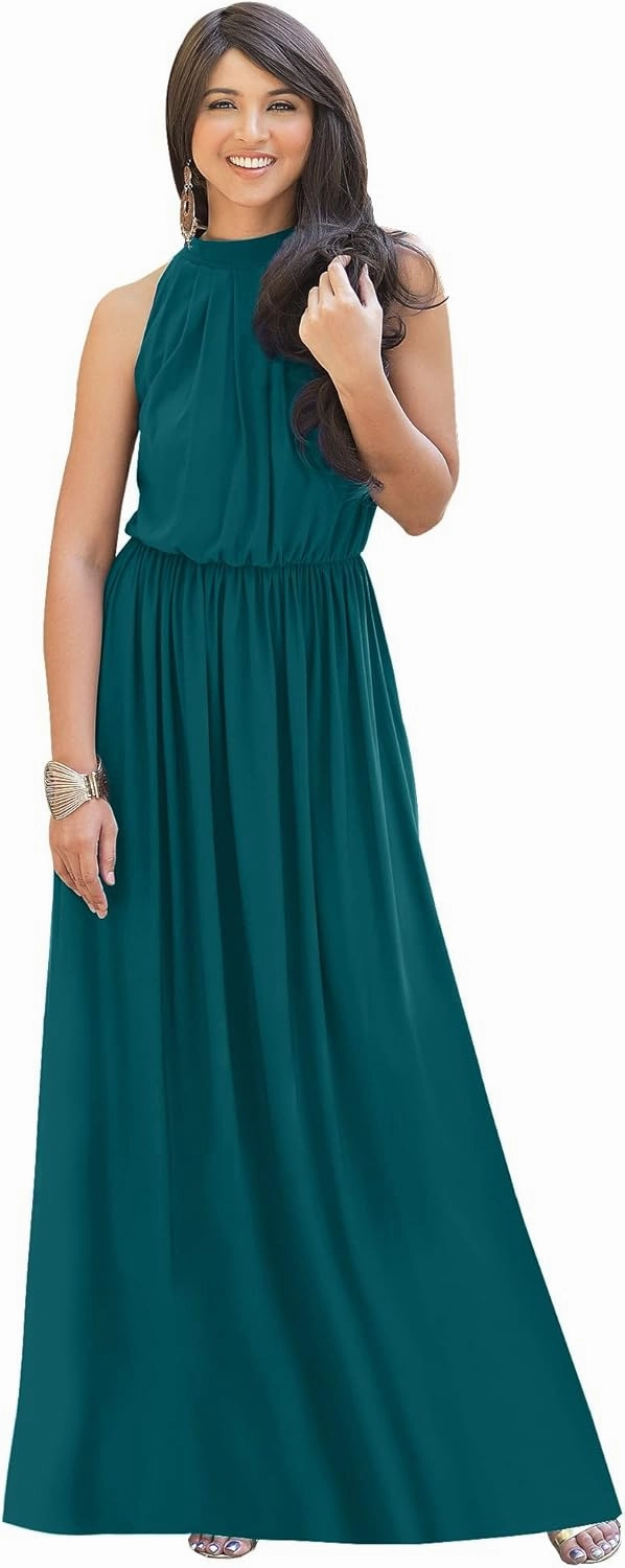 KOH KOH 2025 Sexy Sleeveless Summer Formal Flowy Casual Gown