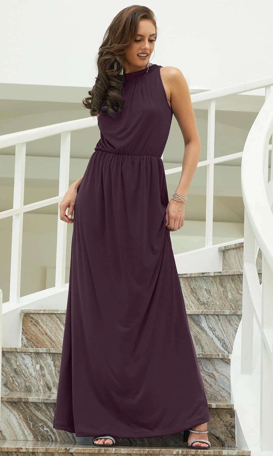 KOH KOH 2025 Sexy Sleeveless Summer Formal Flowy Casual Gown