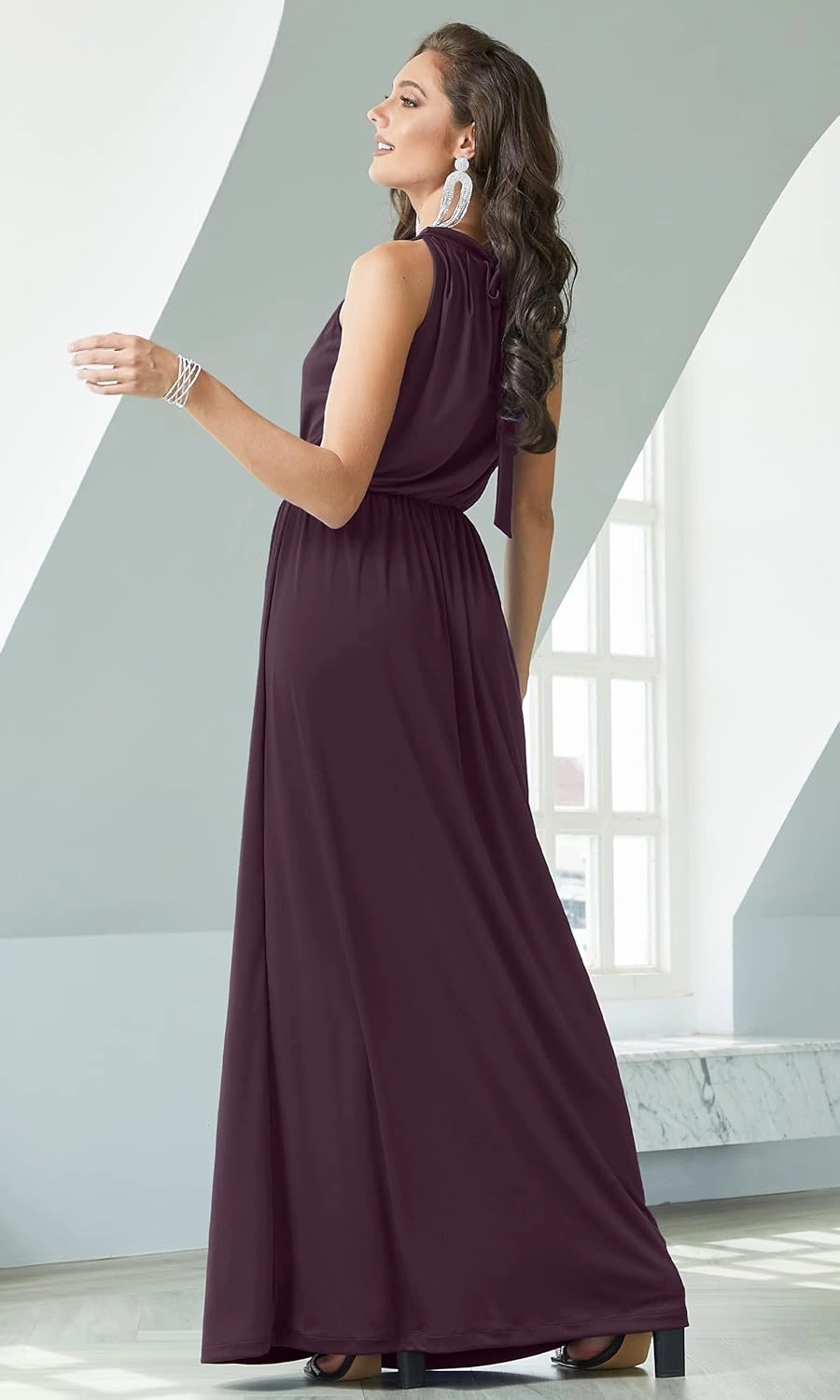 KOH KOH 2025 Sexy Sleeveless Summer Formal Flowy Casual Gown
