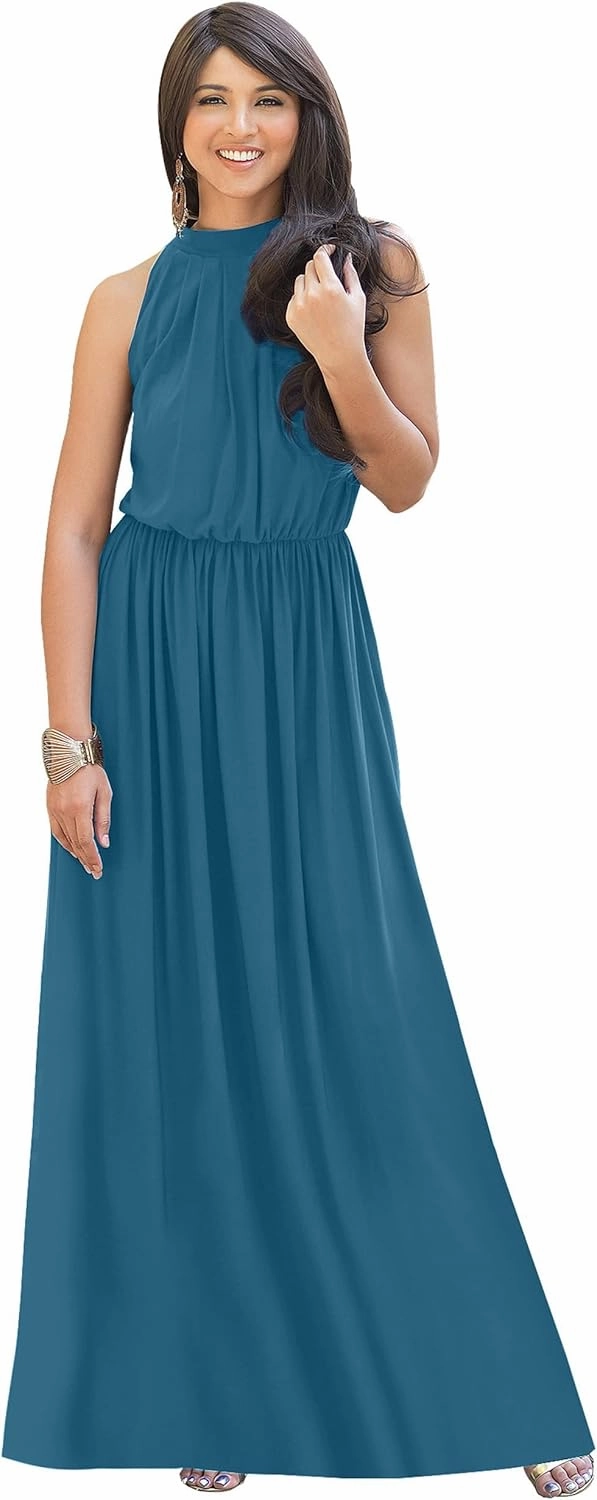 KOH KOH 2025 Sexy Sleeveless Summer Formal Flowy Casual Gown