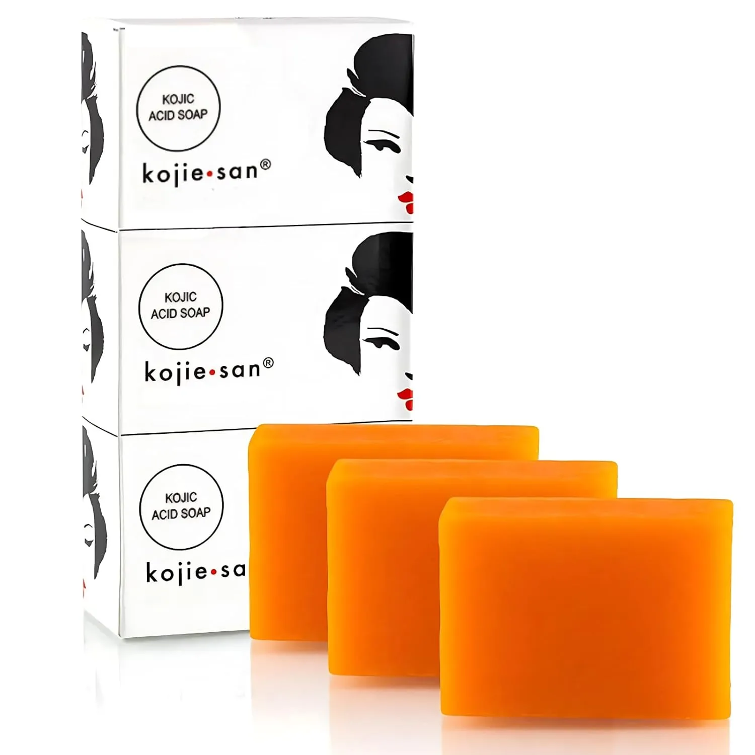 Kojie San Face & Body Complete Brightening Set - 3 x 100g Bars Soap, Body Lotion, Face Cream, Toner, and Face Cleansing Brush - 7pcs