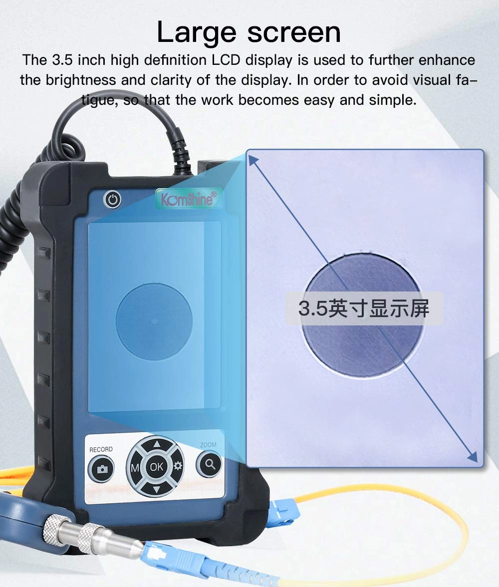 Komshine Fiber Optic Inspection Video Probe KIP-600V 400X Magnification Real-time Video Recording   4 UPC Tips   3.5 inch HD LCD Display   4,000mAh Large Battery Capacity FTTX Tool