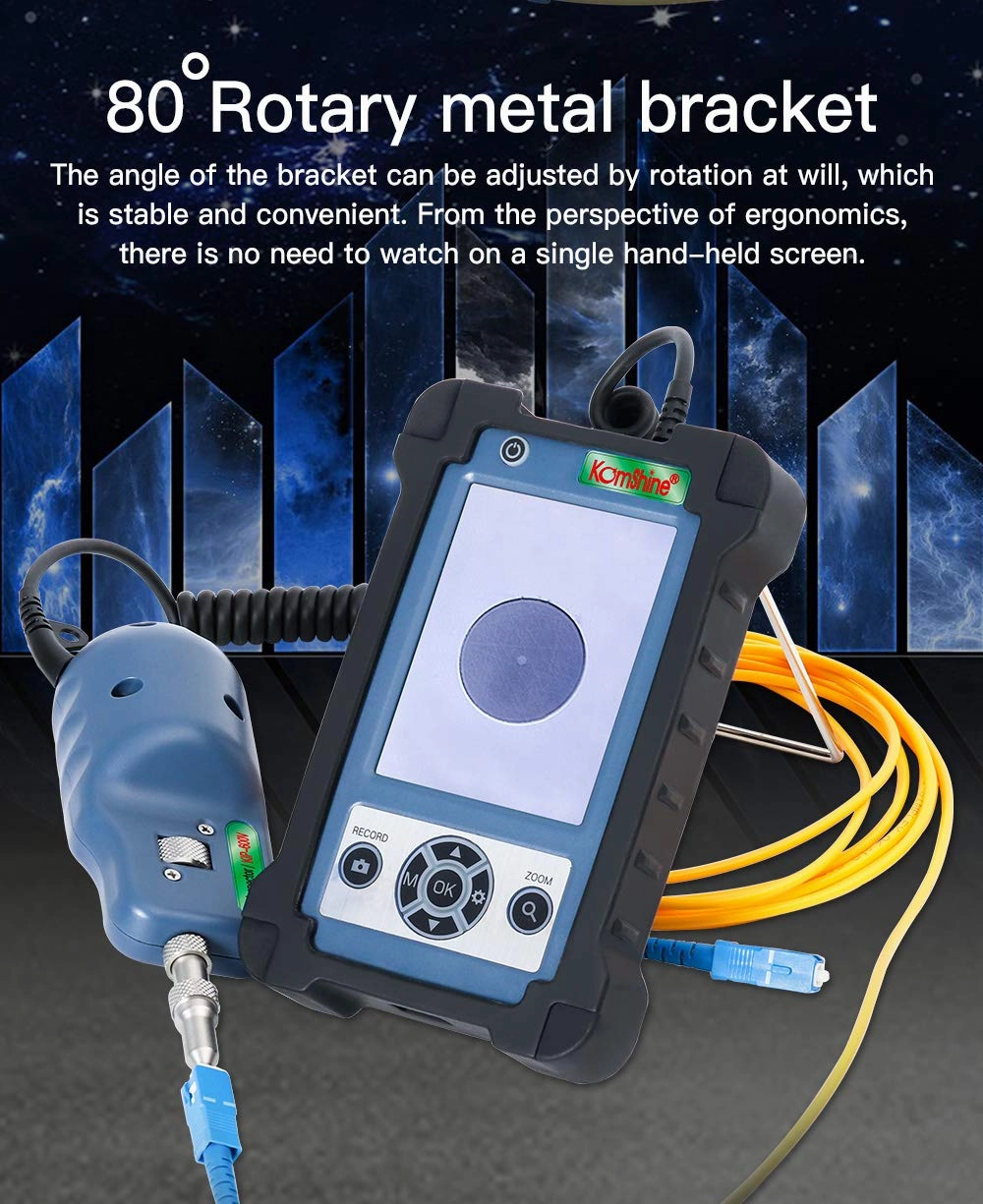 Komshine Fiber Optic Inspection Video Probe KIP-600V 400X Magnification Real-time Video Recording   4 UPC Tips   3.5 inch HD LCD Display   4,000mAh Large Battery Capacity FTTX Tool
