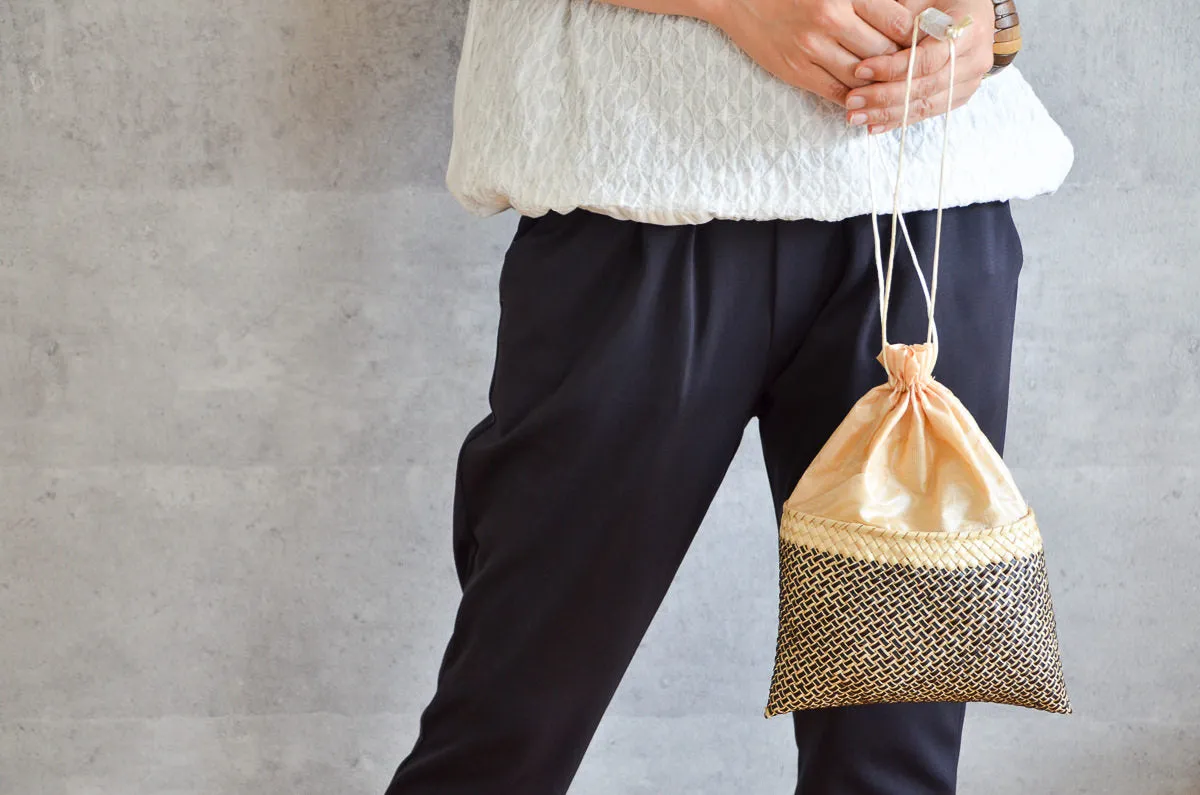 Kottan “Evening Bag” S, L / [ Insert Natural, Insert Black ] / Palm leaf / IND 330904
