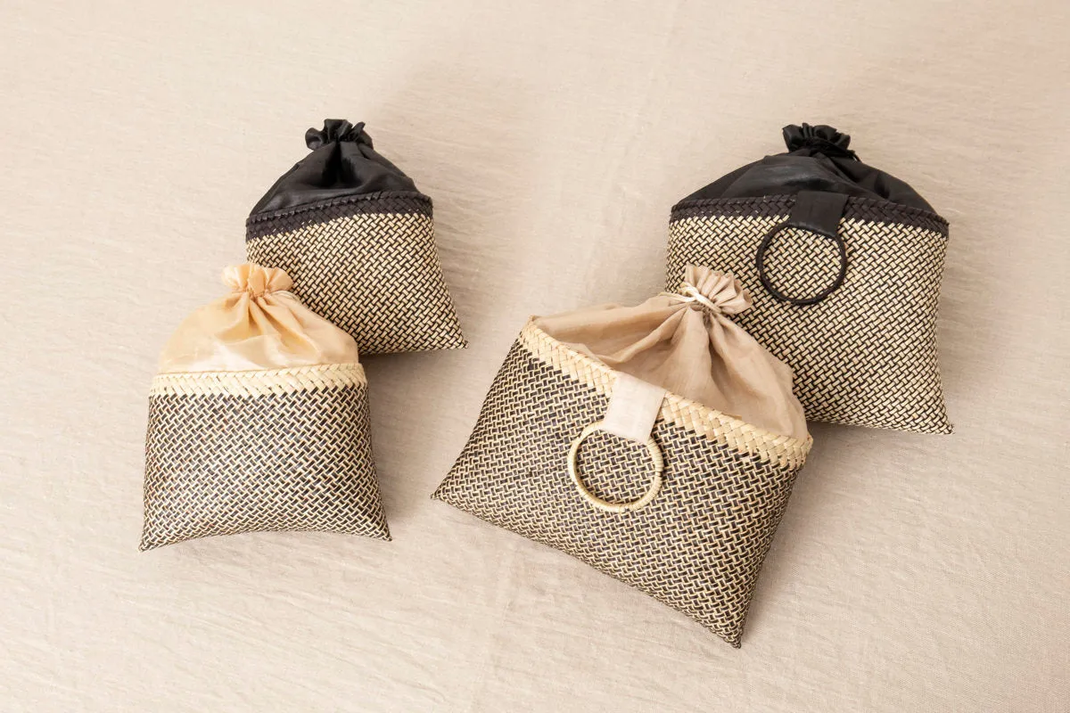 Kottan “Evening Bag” S, L / [ Insert Natural, Insert Black ] / Palm leaf / IND 330904