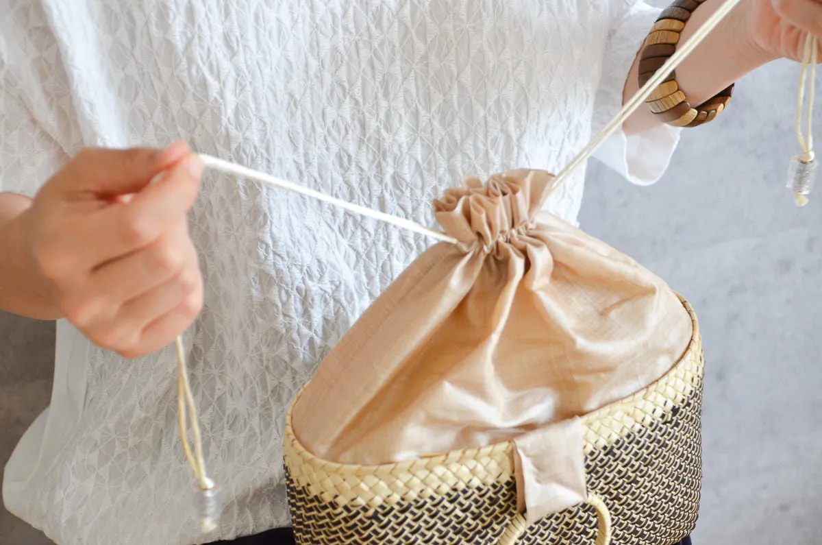 Kottan “Evening Bag” S, L / [ Insert Natural, Insert Black ] / Palm leaf / IND 330904