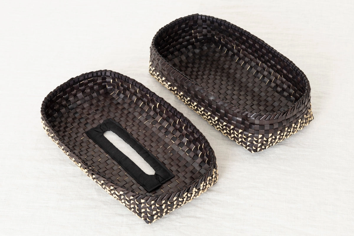 Kottan Tissue Box “Black Natural” / Palm leaf / IND 330903-3