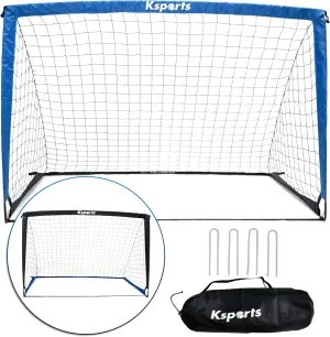 Ksports Portable Soccer Goal(s) | Soccer Net for Backyard Training | includes Soccer Ball, Pump, 8 Training Cones & Carry Bag for 4'x3' Bundles | 6'x4' Bundles includes Single Net & Carry Bag only