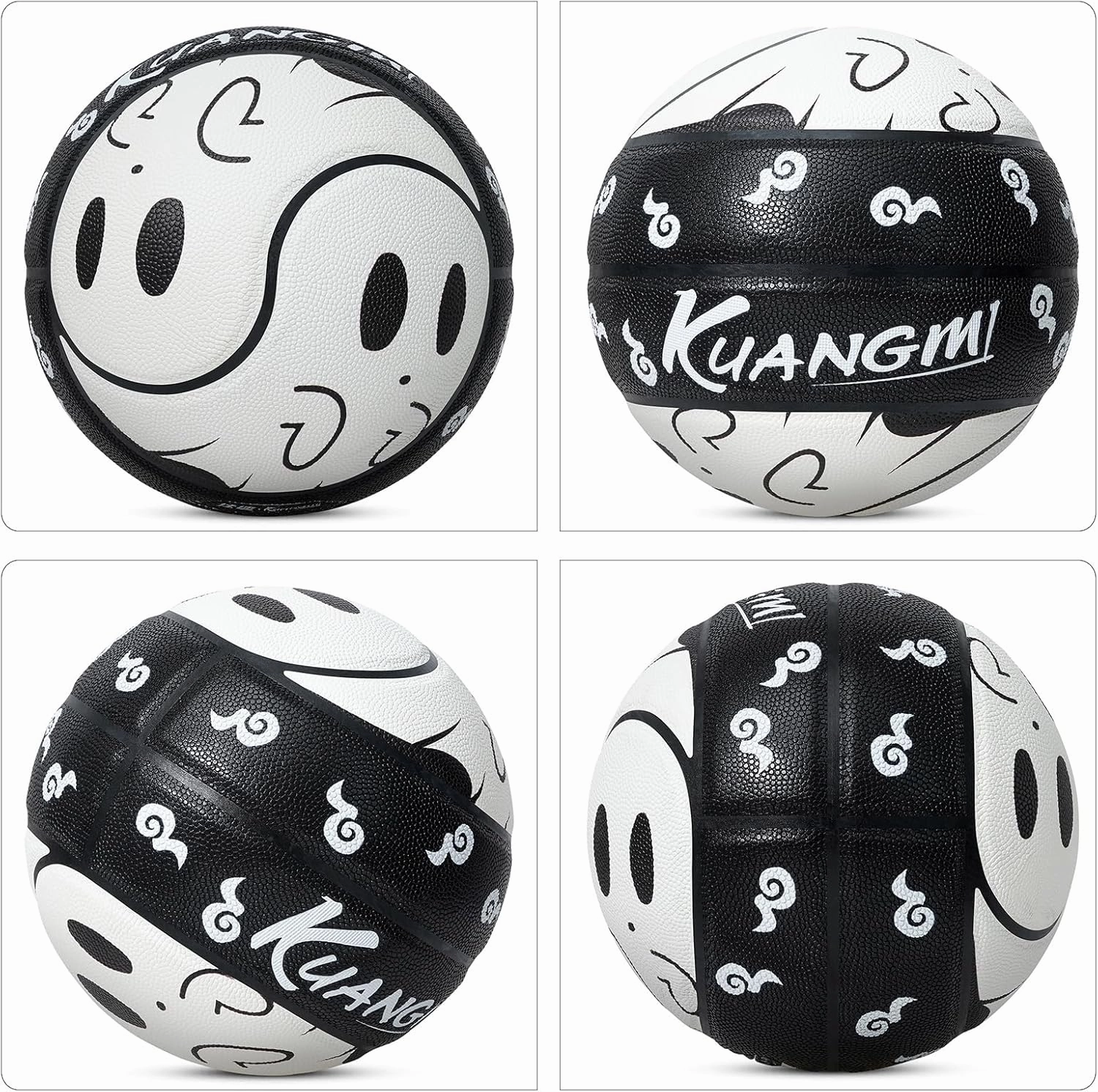 Kuangmi Glow in The Dark Basketball, Luminous Glowing Composite Leather Ball Gifts for Men, Women, Teenager, Indoor & Outdoor Night Basketball, Size 5/Size 6/Size 7